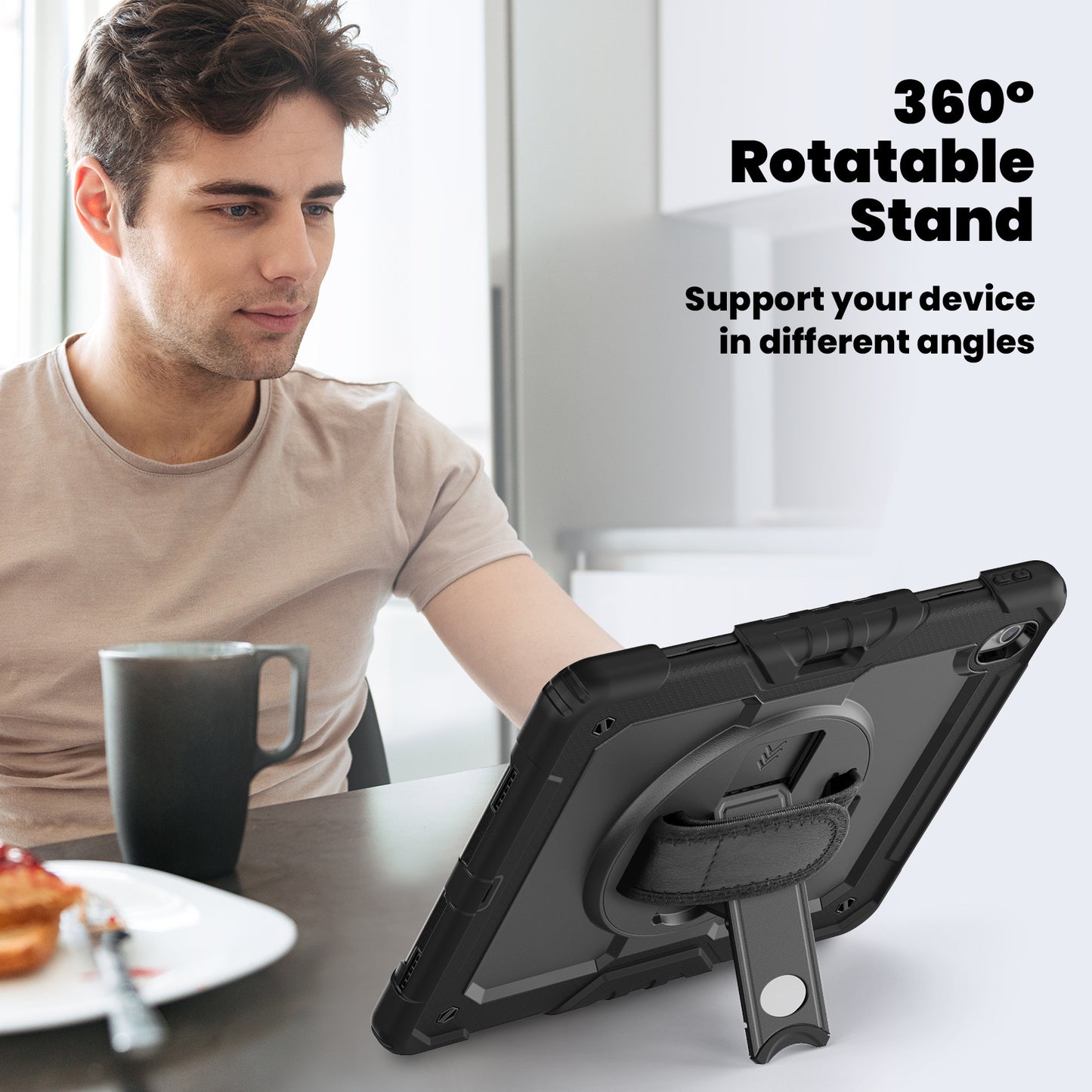 Suitable for iPad Air13 protective case, shoulder strap, hand strap, Air11 color blocking silicone, PC bracket, anti drop M3 three proof shell