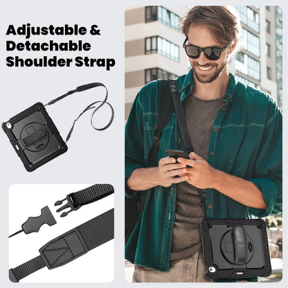 Suitable for iPad Air13 protective case, shoulder strap, hand strap, Air11 color blocking silicone, PC bracket, anti drop M3 three proof shell