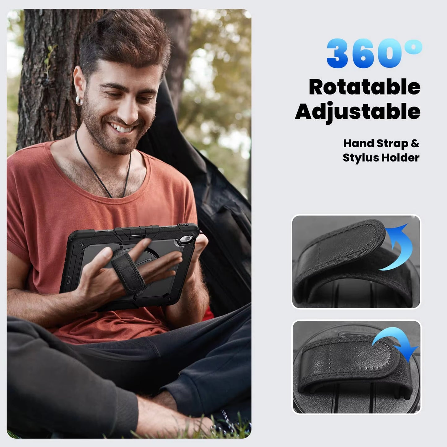 Suitable for iPad Air13 protective case, shoulder strap, hand strap, Air11 color blocking silicone, PC bracket, anti drop M3 three proof shell